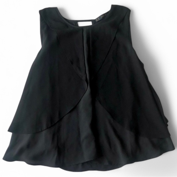 Zara Women’s Black Sleeveless Ruffle Formal Office Work Tunic Top Extra Small - Picture 1 of 6